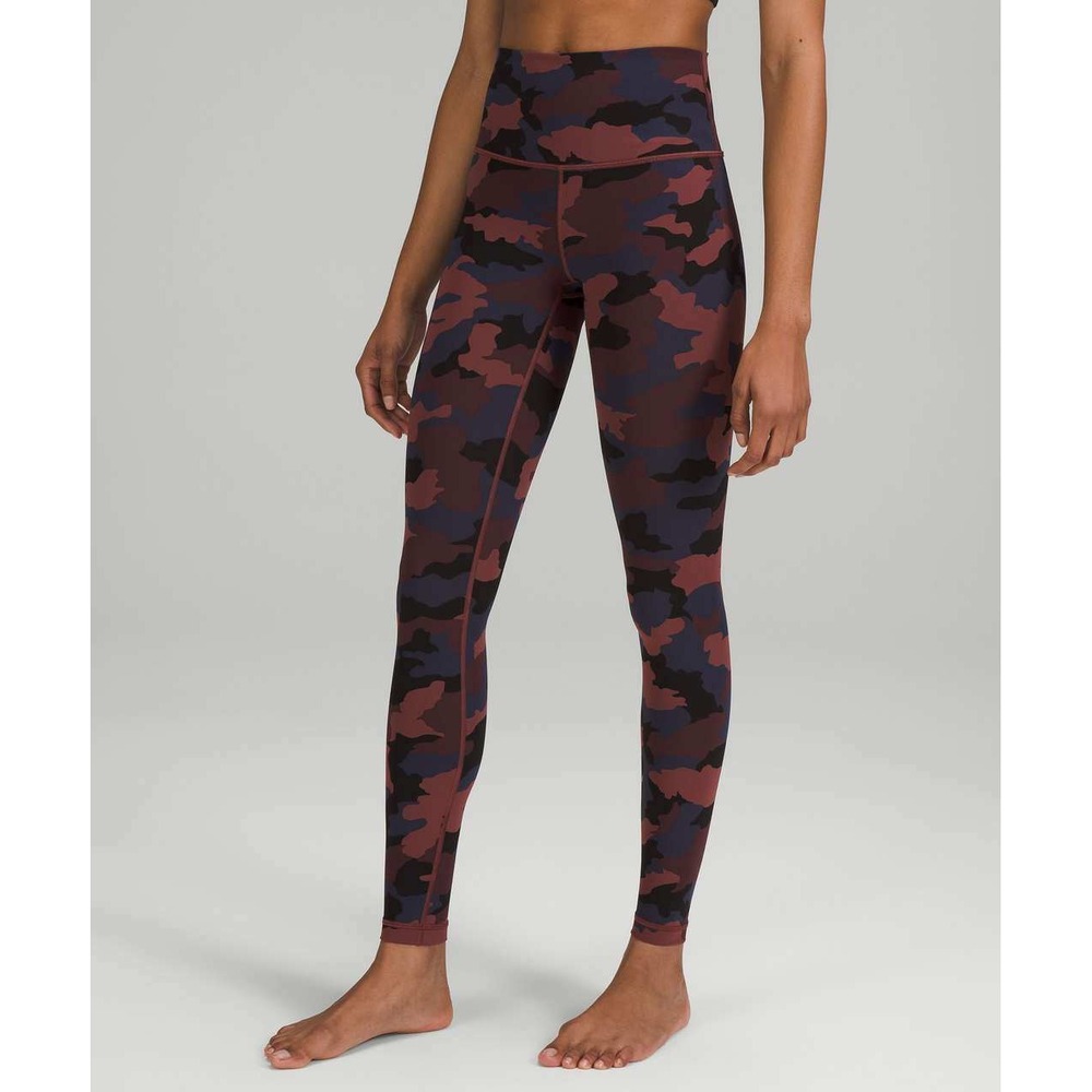 Lululemon Wunder Under High-Rise Tight Leggings Maroon Camo Activewear Yoga Sz 2